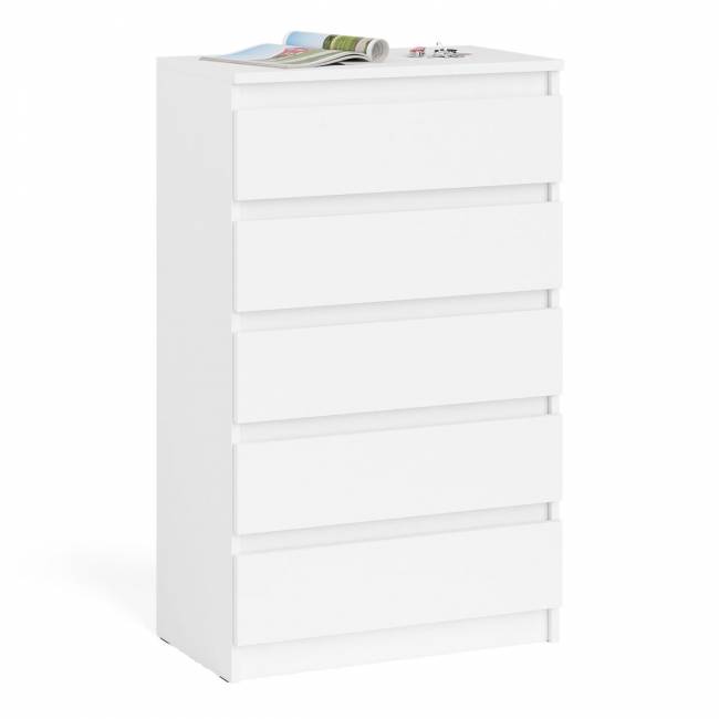 Узкий комод пять ящиков Мори МК700.5 цвет белый
