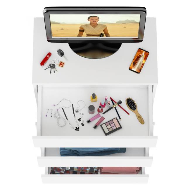 Узкий комод пять ящиков Мори МК700.5 цвет белый