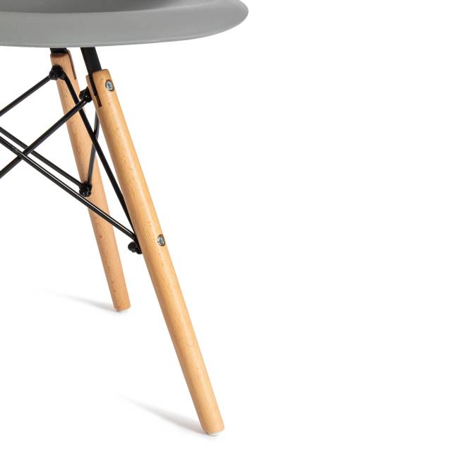 Стул Синди Имс/Cindy Eames (мод.001) дерево бук/металл/сиденье пластик, 51х46х82см, серый (Комплект из 4 шт.) серый/grey дерево бук/металл/сиденье пластик