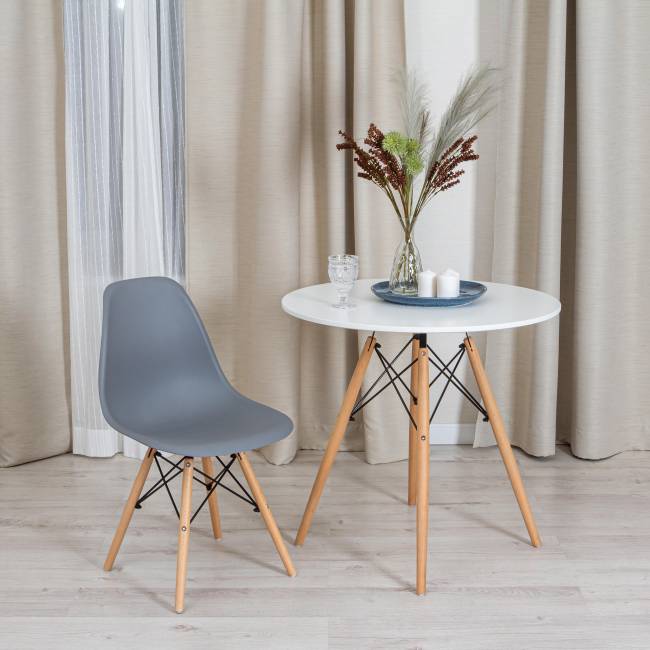Стул Синди Имс/Cindy Eames (мод.001) дерево бук/металл/сиденье пластик, 51х46х82см, серый (Комплект из 4 шт.) серый/grey дерево бук/металл/сиденье пластик