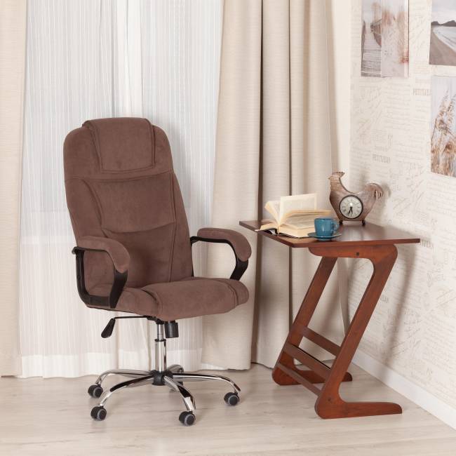 Кресло Бергамо/Bergamo хром (22) флок , коричневый, 6 коричневый флок