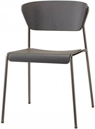 Стул деревянный Lisa Wood черный глянцевый никель, черный дуб 510х560х770 мм