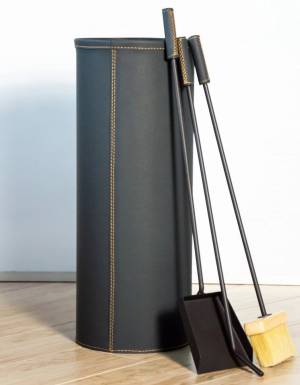 Ведро "Bern", с каминными принадлежностями, эко-кожа графит