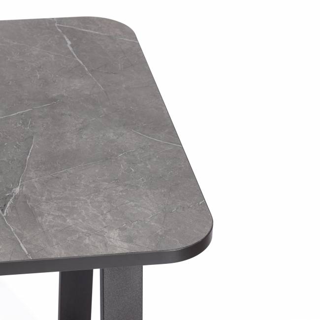 Стол обеденный раздвижной Малтидо/Maltido ЛДСП/HPL/металл, 130-160х75х75см, гранит тёмный/чёрный Гранит тёмный/чёрный ЛДСП/HPL/металл