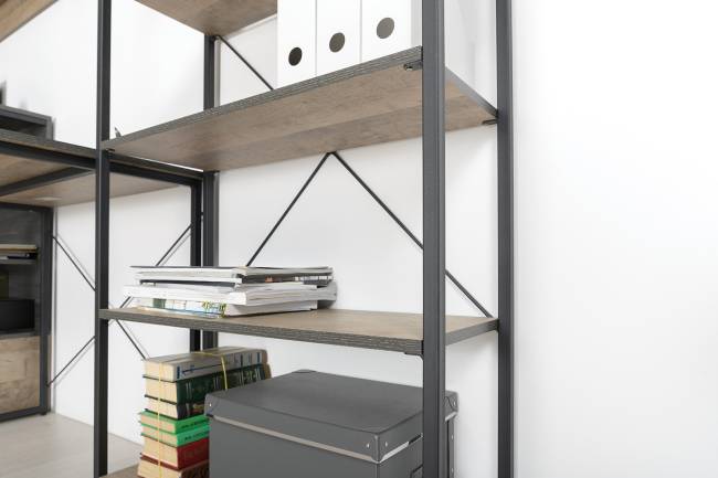 Два стеллажа Трувор 13.151.02 и один открытый стеллаж с полками цвет дуб гранж песочный/интра