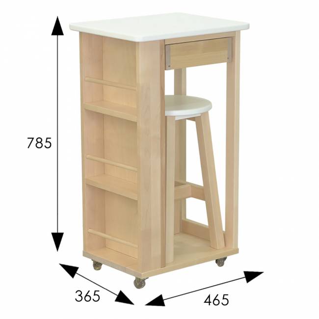 Тумба с табуретом белый/лак