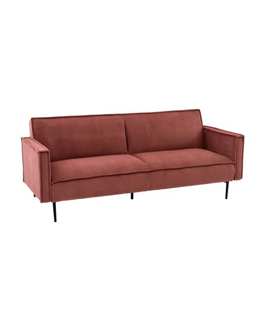 Диван прямой Кассель велюр рельефный коралловый