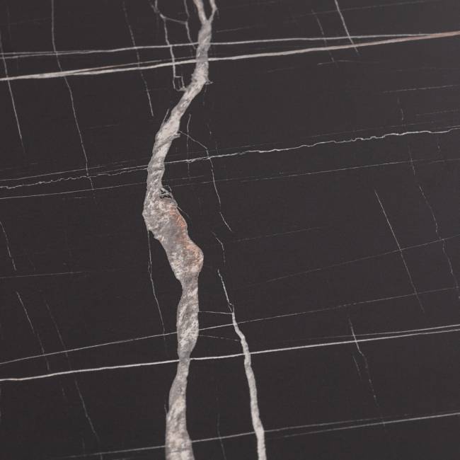 Стол обеденный раздвижной Малтидо/Maltido ЛДСП/HPL/металл, 130-160х75х75см, мрамор чёрный/чёрный Мрамор чёрный/чёрный ЛДСП/HPL/металл