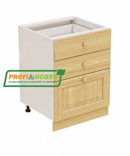 Тумба 3 ящика 600х530х720 + фасад сосна бесцветный лак Тумба 3 ящика 600х530х720 + фасад сосна бесцветный лак