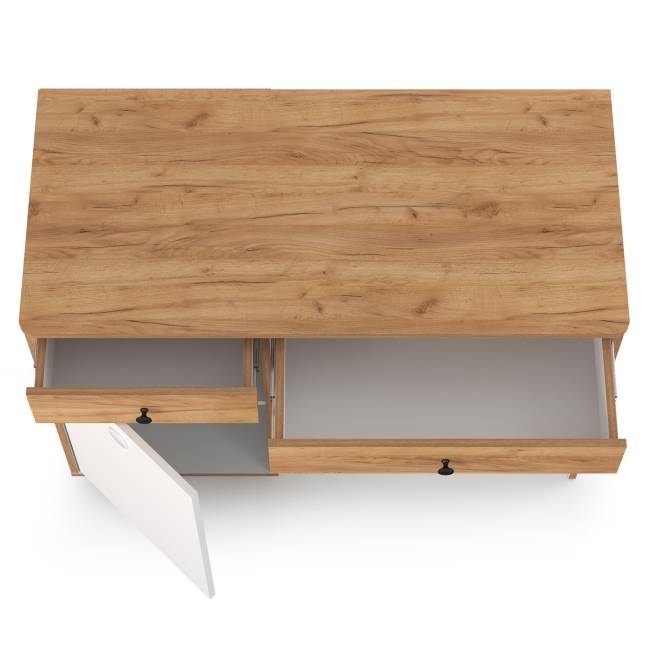 Стол письменный Вуди 12.42 цвет белый премиум/дуб крафт золотой