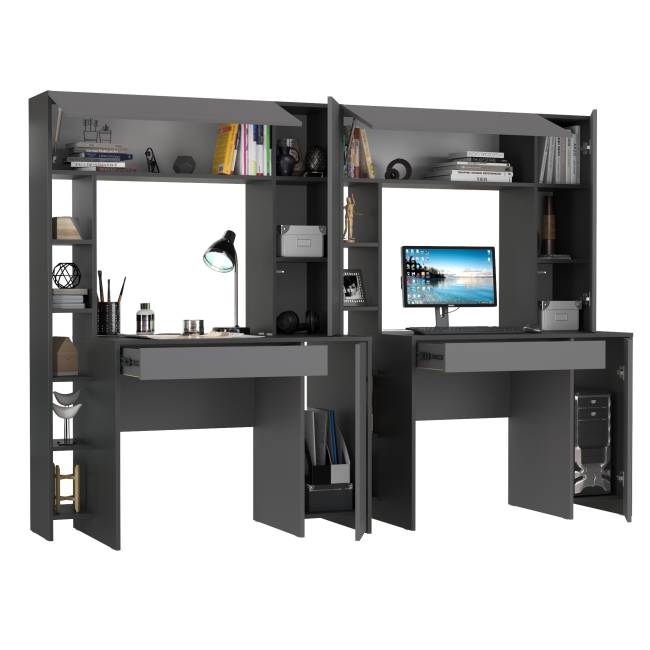 Два стола компьютерных с выдвижной полкой Комфорт 12.71 антрацит/тёмно-серый