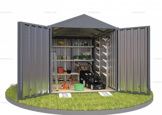 Хозблок SKOGGY секционный с двускатной крышей 3 х 2 м, брутальный серый