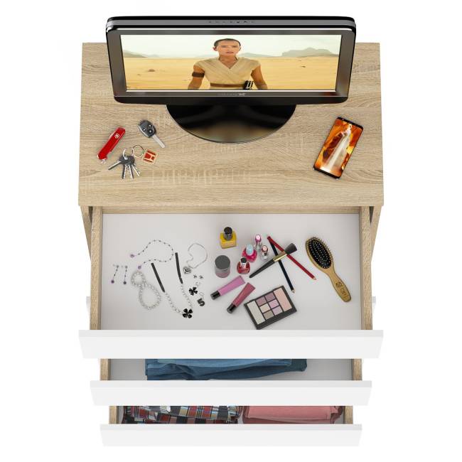 Узкий комод пять ящиков Мори МК700.5 цвет дуб сонома/белый