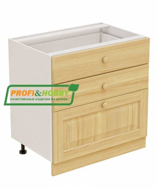 Тумба 3 ящика 800х530х720 + фасад сосна без покраски Тумба 3 ящика 800х530х720 + фасад сосна без покраски