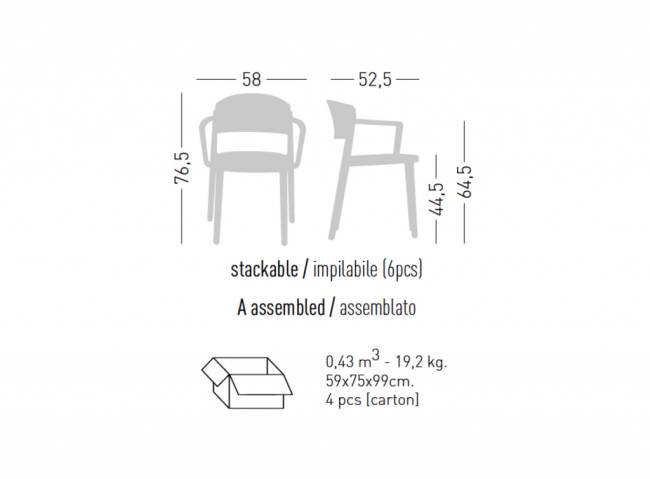 Кресло пластиковое Abuela B белый 580х525х765 мм