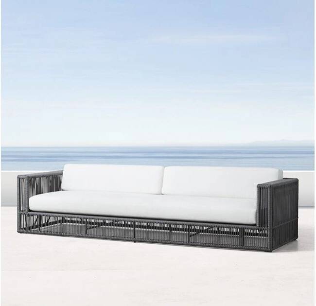 Диван размер XL "Канцлер" из искусственного ротанга, коричневый, темно-серый, белый