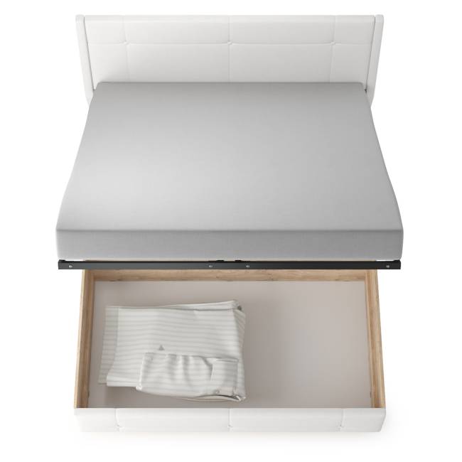 Кровать Муссон с подъёмным ортопедическим основанием цвет дуб эндгрейн элегантный/искусственная кожа белая