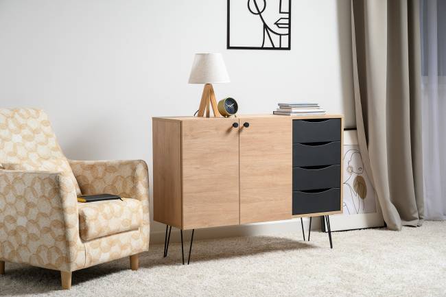 Комод-тумба Брюс 16.233 цвет чёрный/Battle rock Santiago