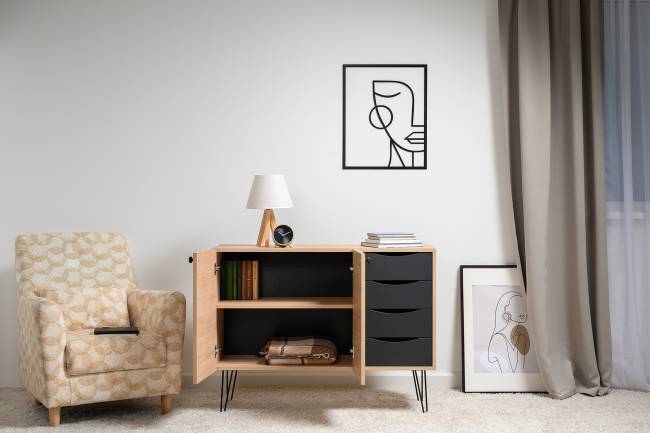 Комод-тумба Брюс 16.233 цвет чёрный/Battle rock Santiago