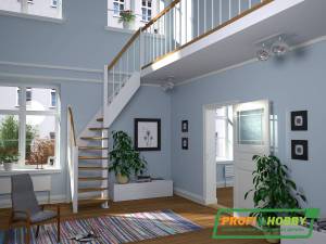 Деревянная лестница ЛС-91м+2 ступени сверху