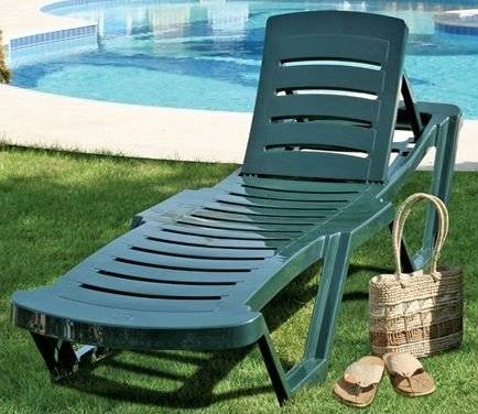 Пластиковый лежак-шезлонг "Элегия" Зеленый