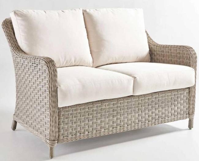 Диван 2-х местный "Кефалония" из искусственного ротанга, песочный, бежевый, молочный, белый Диван 2-х местный "Кефалония" из искусственного ротанга, песочный, бежевый, молочный, белый