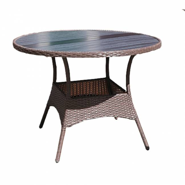 Стол к набору Аликанте New круглый, коричневый, черный