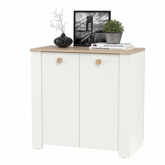 Тумба с дверками Джастин 16.228.02 цвет белый шагрень/дуб белый эксклюзив Тумба с дверками Джастин 16.228.02 цвет белый шагрень/дуб белый эксклюзив