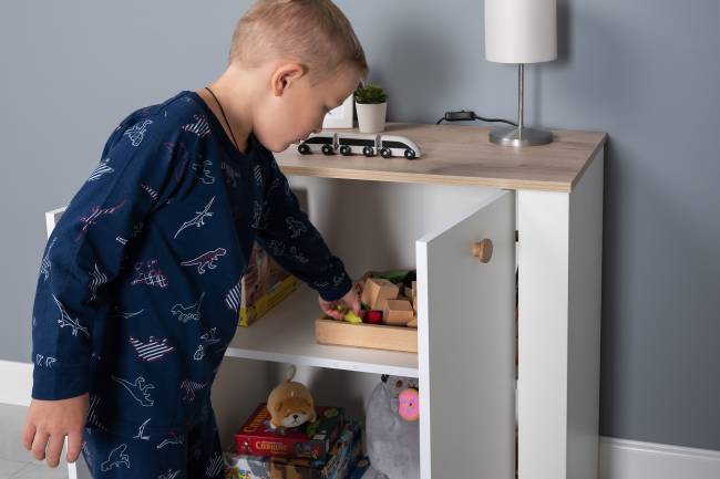 Тумба с дверками Джастин 16.228.02 цвет белый шагрень/дуб белый эксклюзив Тумба с дверками Джастин 16.228.02 цвет белый шагрень/дуб белый эксклюзив