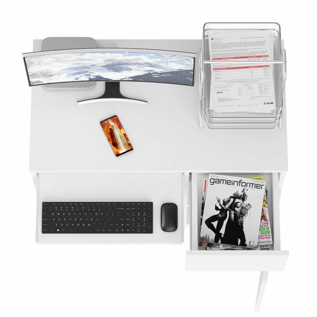 Стол компьютерный Мори МС-1 правый цвет белый