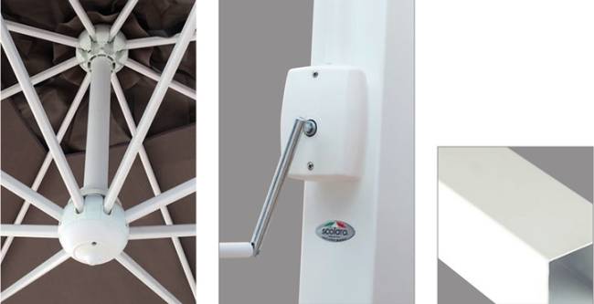 Зонт профессиональный 3х4 м Pompei Braccio белый, серо-коричневый 3000х4000 мм