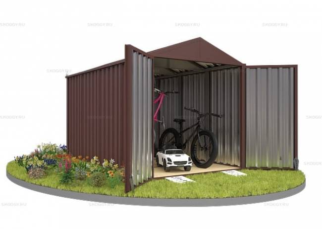 Хозблок SKOGGY секционный с двускатной крышей 4 х 2 м, шоколадный