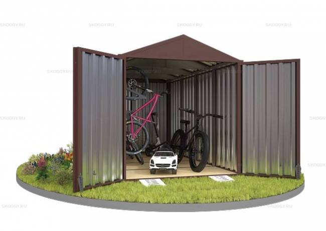 Хозблок SKOGGY секционный с двускатной крышей 4 х 2 м, шоколадный
