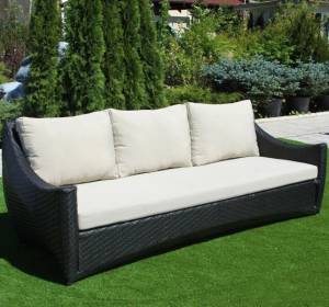 Диван 3-х местный "Скайлайн" из искусственного ротанга, черный, белый Диван 3-х местный "Скайлайн" из искусственного ротанга, черный, белый