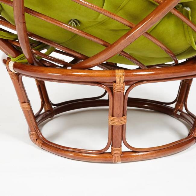 Кресло Папасан/Papasan (23/01 W) /с подушкой/ диаметр подушки 125см, 115х101х104см, пекан орех, флок олива, 23 Pecan (орех)