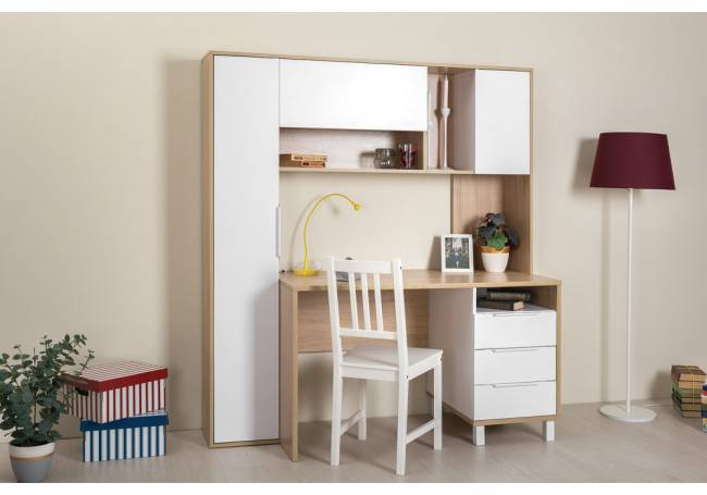 Компьютерный стол Комфорт 12.95 162х60,3х180 дуб сонома / белый PE шагрень