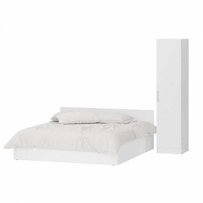 Кровать белая двуспальная 1800 с пеналом Стандарт цвет белый Кровать белая двуспальная 1800 с пеналом Стандарт цвет белый