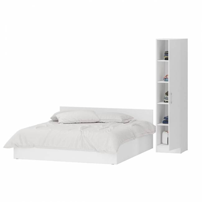 Кровать белая двуспальная 1800 с пеналом Стандарт цвет белый Кровать белая двуспальная 1800 с пеналом Стандарт цвет белый