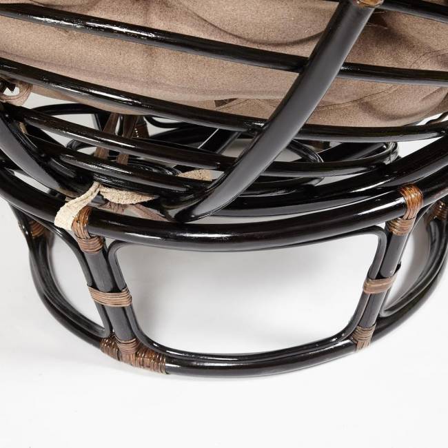 Кресло Папасан/Papasan (23/01 W) /с подушкой/ 115х101х104см, античный черно-коричневый, экошерсть коричневый, 1811-5 Antique brown (античный черно-коричневый)