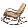 Кресло качалка с подножкой из искусственного ротанга, какао