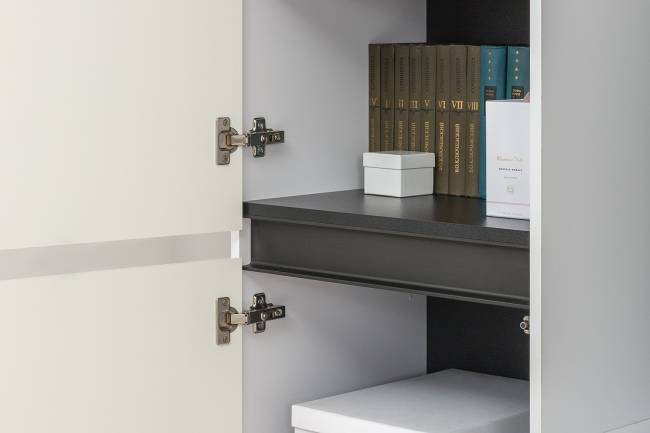 Стенка для гостиной Сидней № 7 цвет белый/чёрный/фасады МДФ белый глянец Стенка для гостиной Сидней № 7 цвет белый/чёрный/фасады МДФ белый глянец