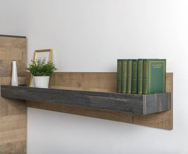 Комод-тумба в прихожую с навесной полкой и двумя обувницами с ящиками Трувор цвет дуб гранж песочный/интра