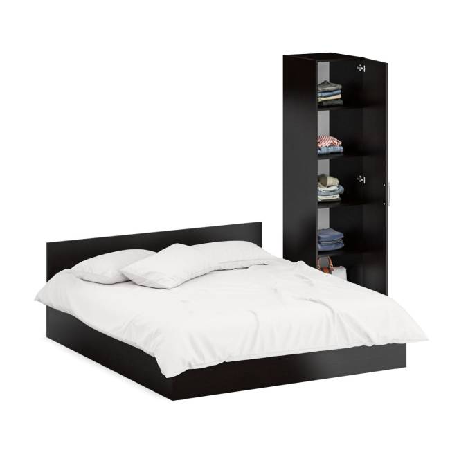 Кровать двуспальная 1800 с пеналом Стандарт цвет венге