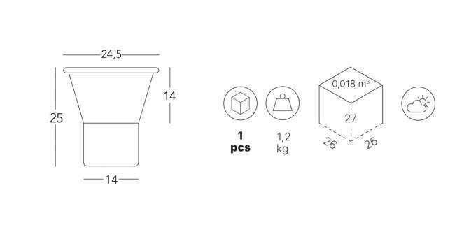 Ваза для цветов Mimosa лен, тортора Ø195х310 мм
