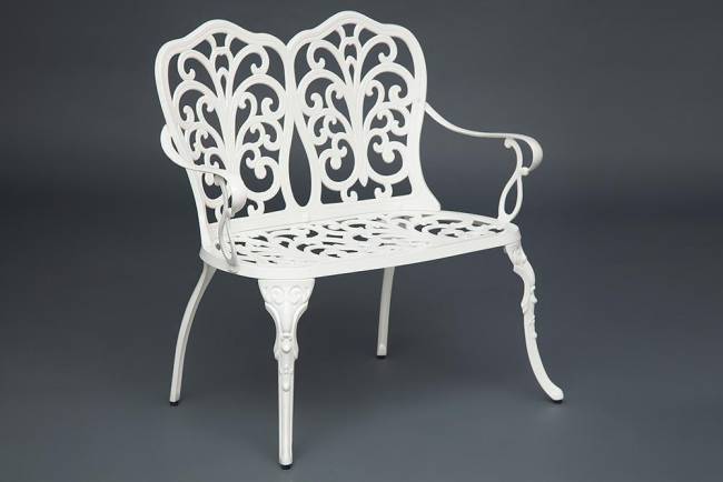 Скамья Secret de Maison Симфония/Symphonie алюминиевый сплав, 95х56х92см, античный белый белый алюминиевый сплав