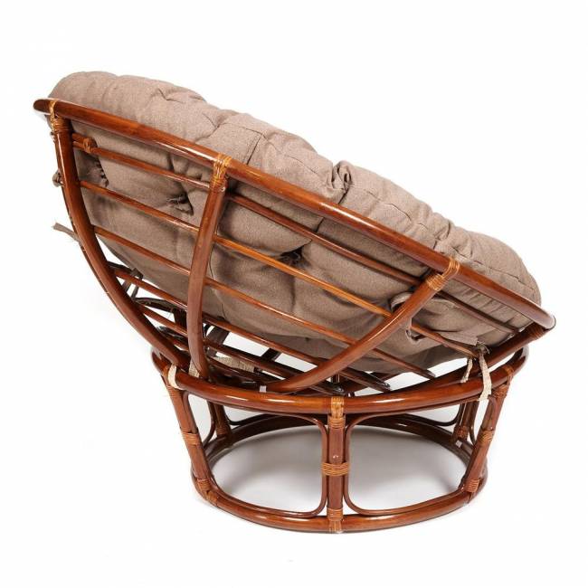 Кресло Папасан/Papasan (23/01 W) /с подушкой/ 115х101х104см, пекан орех, экошерсть коричневый, 1811-5 Pecan (орех)