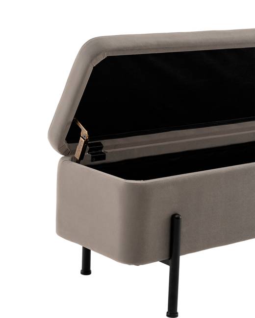 Банкетка Болейн с ящиком велюр серый черные ножки