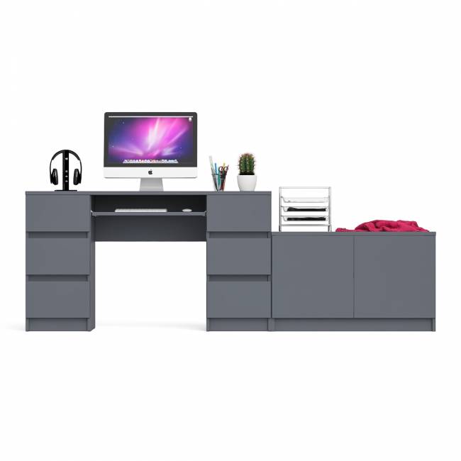 Двухтумбовый компьютерный стол Мори МС-2 с широкой тумбой на 900 цвет графит